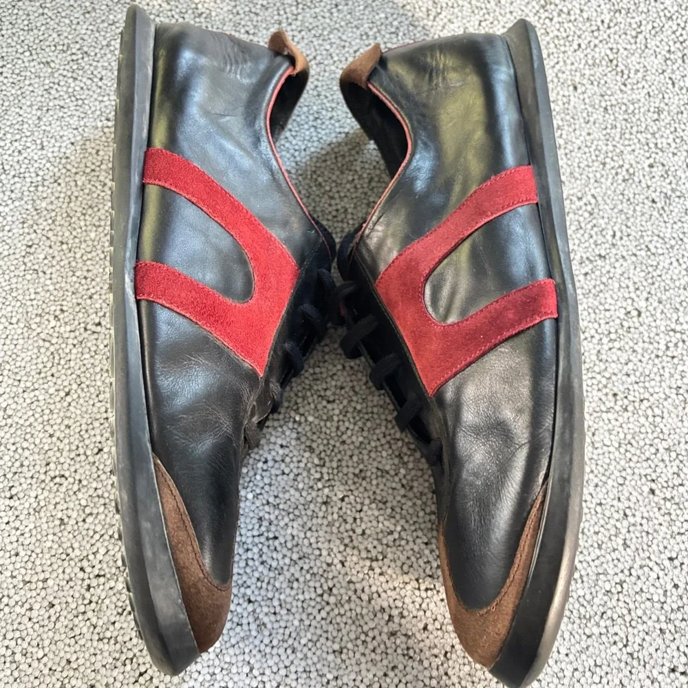 VTG Camper Sneakers Men 46 12 US Black Red Morocco Leather Suede Gorpcore Grunge